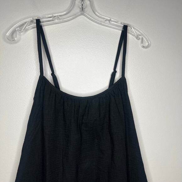Sol Angeles Long Gauzy Maxi Dress Black M/L Swim Cover Tieback $128 NWT Flowy - Picture 4 of 13